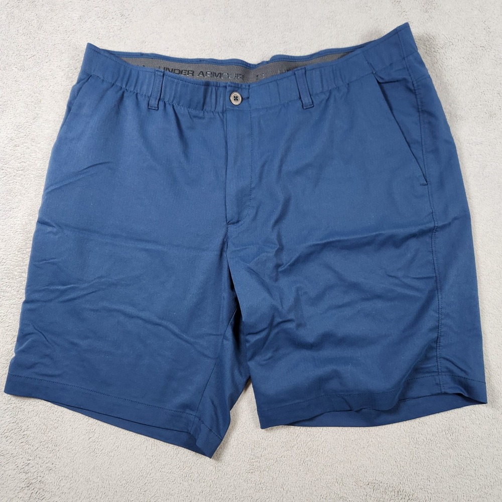 Under Armour Matchplay Golf Shorts Mens size 42 Navy Blue Herringbone Stretch